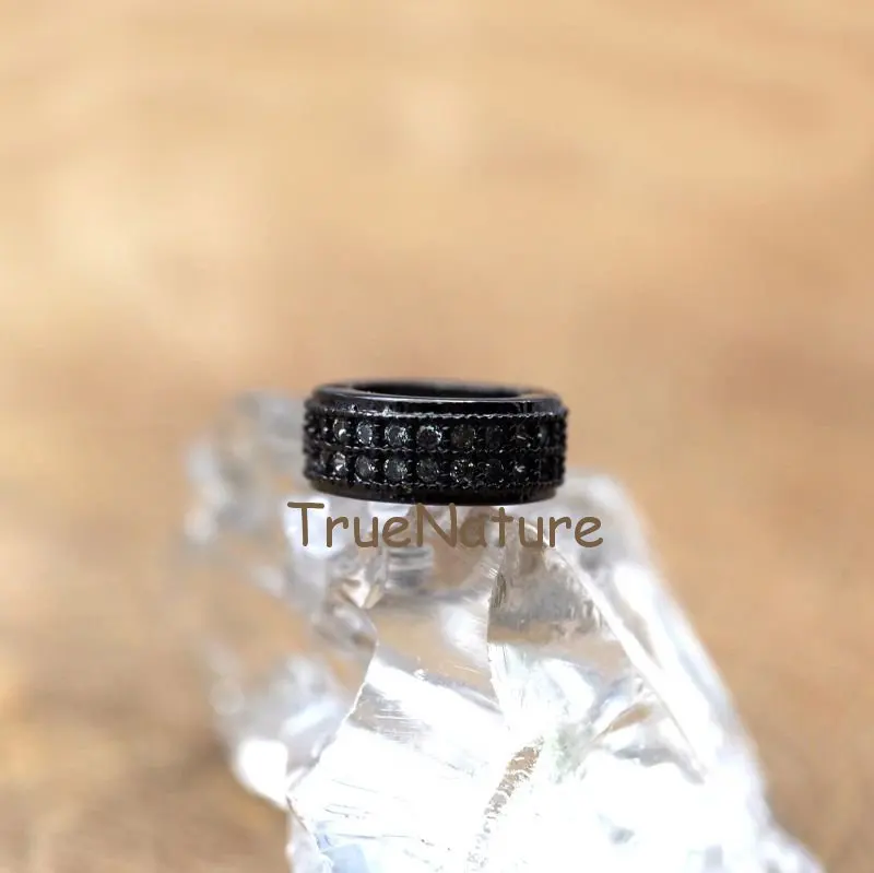 20171007-FC7733- Micro Pave White Plumbum Black Plated Cylinder Accessory Sapcer Copper  Accessory Wahser-4x10mm-1g_4