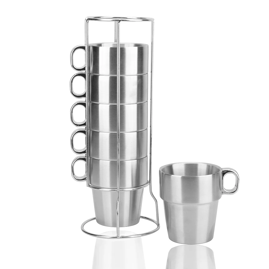 Double layer stainless steel practical mug holder folding set tower mug holder Double layer stainless steel practical mug holder folding set tower mug holder