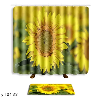 

Home Decration Home Decor Modern Sunflower printed Bathroom Curtain Waterproof Polyester Fabric Shower Curtain