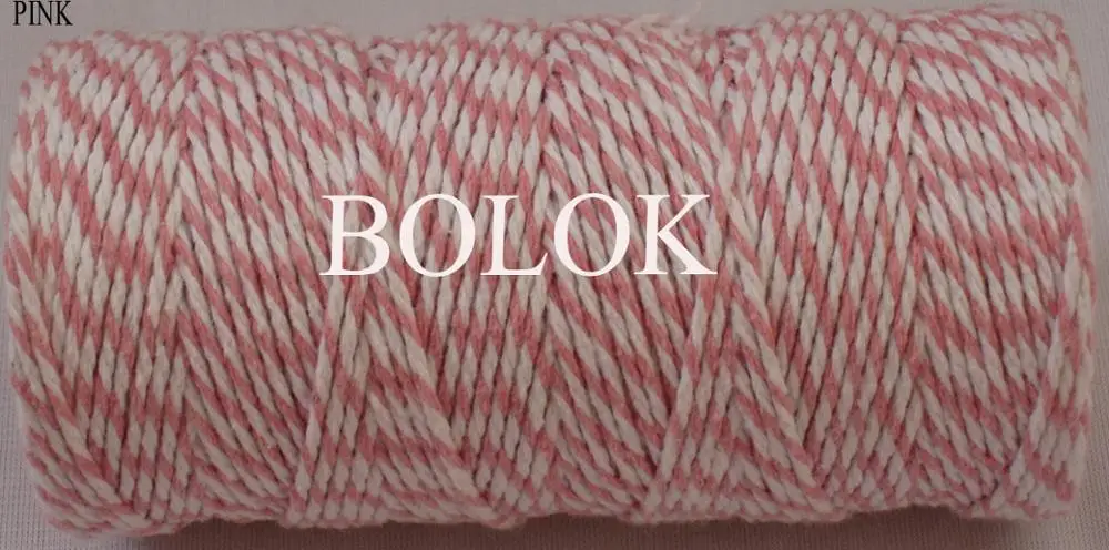 1 piece(110yards) 19 kinds color choose double color Cotton Baker twine(dia.: 2mm for gift packing, cotton twine 12ply BY EMS - Цвет: pink