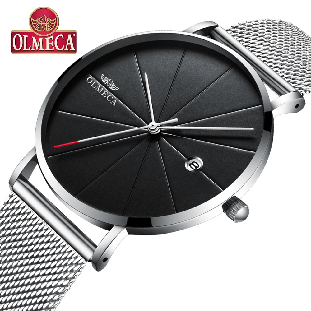 

OLMECA Mens Watches Top Brand Luxury Waterproof Clock Men Business Casual Creative Mesh Strap Quartz Watch Relogio Masculino