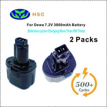 

2PCS 3.0Ah Rechargeable battery pack DW7.2A NiMh Battery 7.2V Replacement for Dewalt DE9057 DE9085 DW9057 battery pack 7.2V