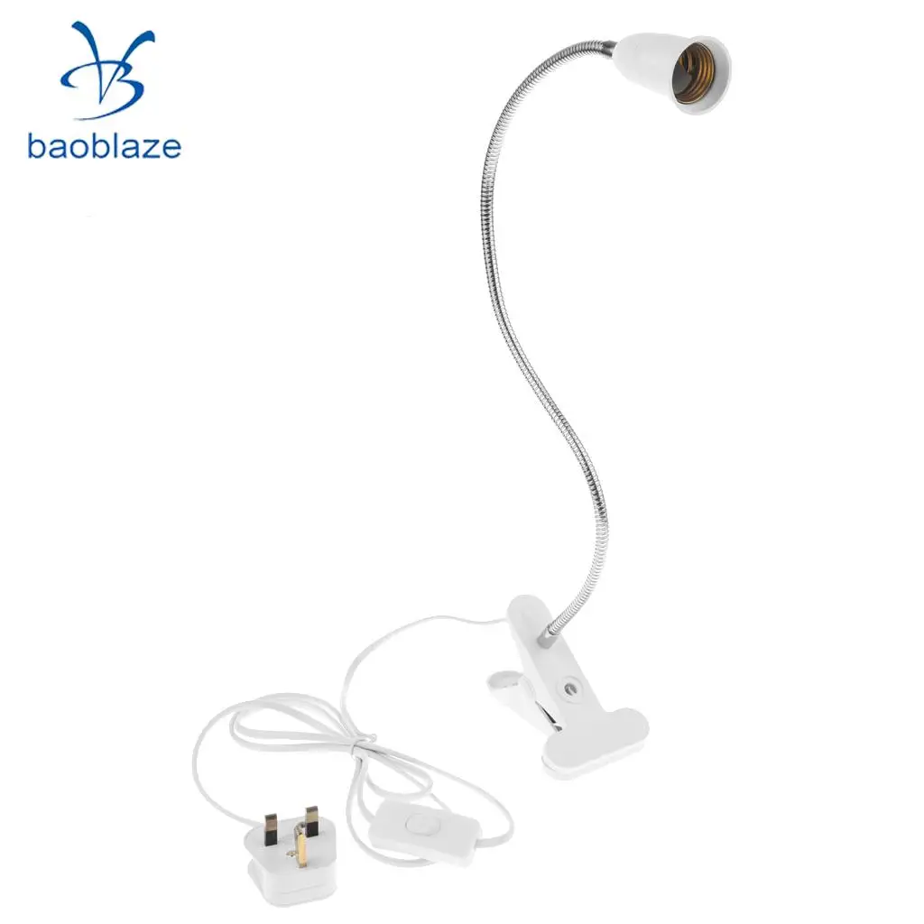 E27 Flexiable Light Holder Socket Simple Switch Design Clip Lamp with Touch Control UK Plug