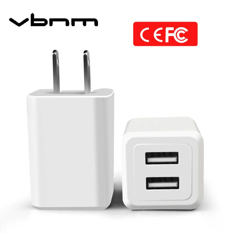 

VBNM Dual 2 USB Port Cell Phone Charger With Foldable Plug Design 5V 2.1A Power Adapter For Apple iPhone iPad Android Samsung