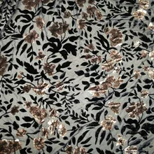 Сумасшедшая скидка Высококачественная Роскошная серая Цветочная Флокированная шелковая бархатная ткань для платья хлопковая ткань tissus metre telas