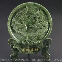 Изысканный натуральный Нефритовый дракон и статуя Феникса Круглый Орнамент пластина