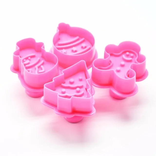 

NEWKBO 4PCS/SET Cute 3D Christmas Tree Snowman Fondant Biscuit Mold Silicone Kitchen Baking Chocolate Cake Mold Baking Utensils