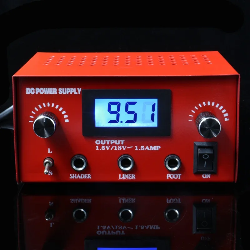 Billig Empfehlen Dual Digital LCD Tattoo Netzteil Stahl Rot Tatoo Maschine Netzteil Für Tattoo Körper   Kunst Kostenloser Versand