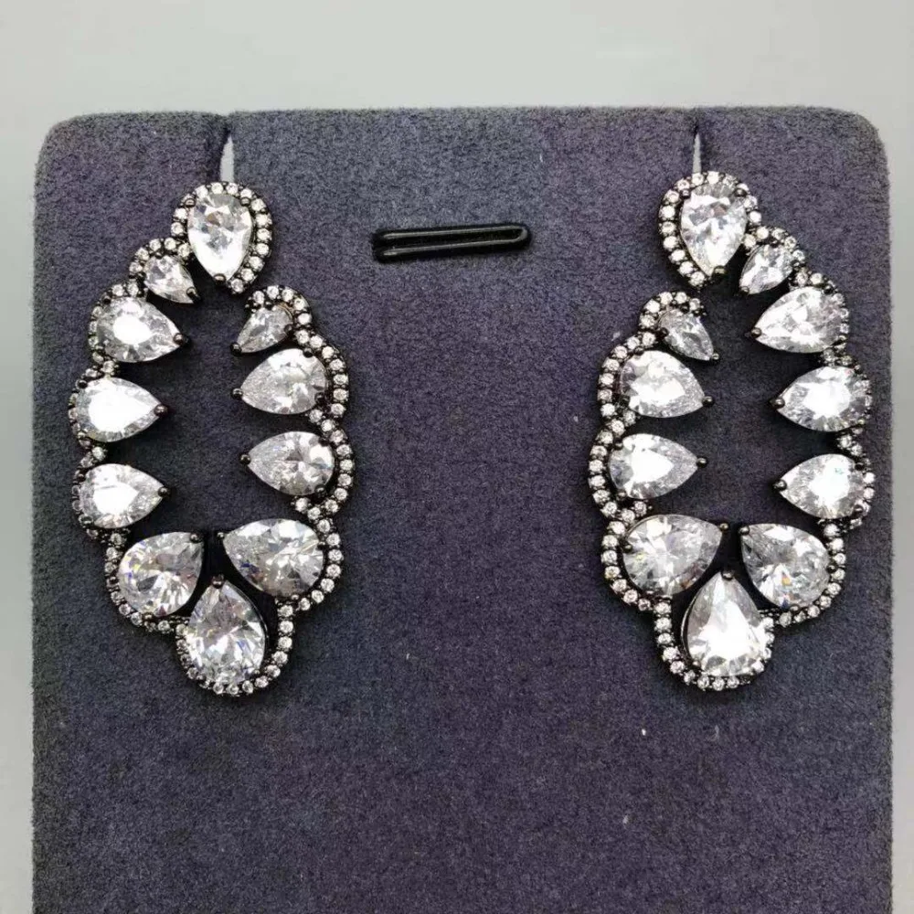 Famous Brand Design Geometry Cz Pave AAA Cubic Zirconia Stone Luxury Popular Drop Earrings For Women Accessories