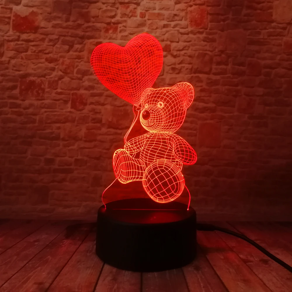 Ночник для детей 3D Светодиодная лампа Датчик изменения цвета светодиодный