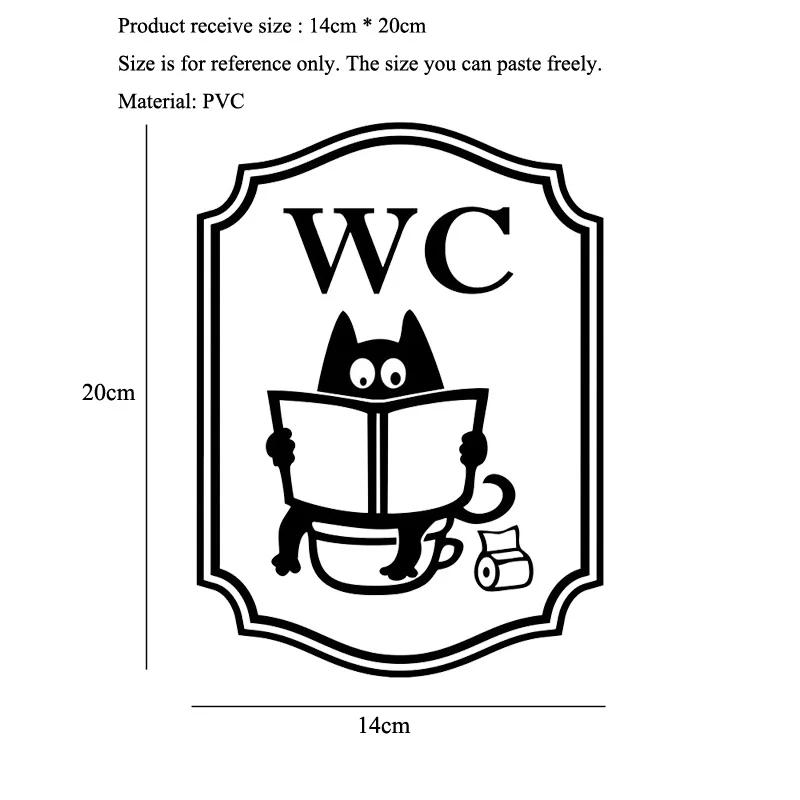 Милый Кот WC узор Туалет наклейки на стену уникальные аксессуары Съемная Виниловая Наклейка Настенная креативная стиральная комната двери украшения