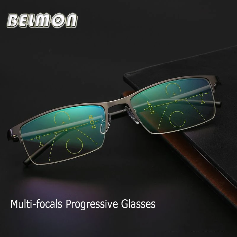 

Belmon Multi-Focal Progressive Reading Glasses Men Presbyopic Diopter Eyeglasses Male Eyewear +1.0+1.5+2.0+2.5+3.0+3.5 RS788