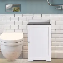 Giantex Ванная комната для хранения в полу шкаф отдельно стоящий регулируемые полки W/однодверная Новая современная мебель для ванной HW57076