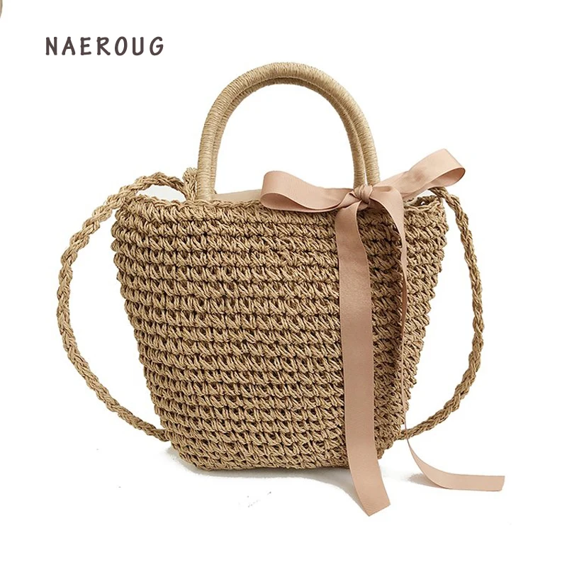 

Women Vintage Rattan Handbag Female Bohemian Summer Beach Straw Bags Lady Simple Weave Bag Handmade Casual Large Tote