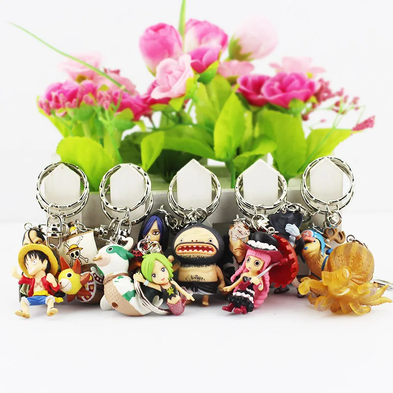 12pcs set One Piece Luffy Chopper Sanji Keychains One piece