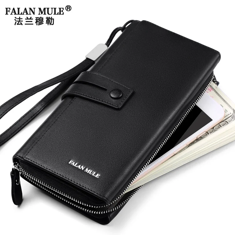 

FALAN MULE Fashion Luxury Men Wallets Brand Long Genuine Leather Purse Business Clutch Wallet
