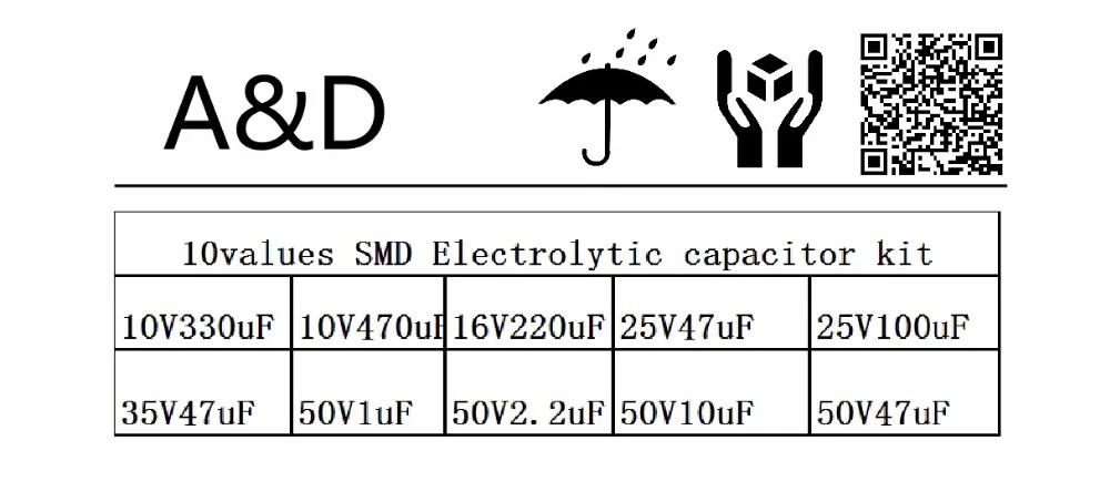 10 значений 200 шт. электролитический конденсатор для поверхностного монтажа набор сортированных 10V~ с алюминиевой крышкой, 50В 1 мкФ~ 470 мкФ с ящик для хранения