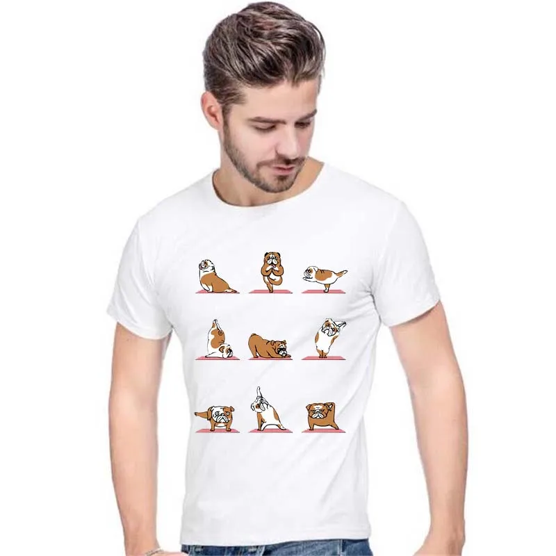 

Animal Funny Design English Bulldog Pug Terriers Yoga T-Shirt T Shirt For Men Women Tshirt