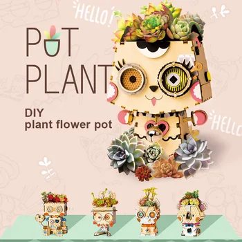 

Wooden DIY Model Build Toy 3D Puzzle Succulent Plant Flower Pot Eco Friendly DIY Craft Kit S7JN