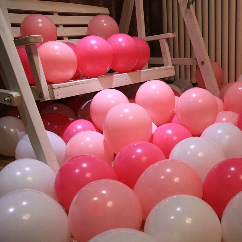 

50P Baby showe pure color ballons Rose pink balloons golden glitter heart print for birthday bachelorette party wedding balloon