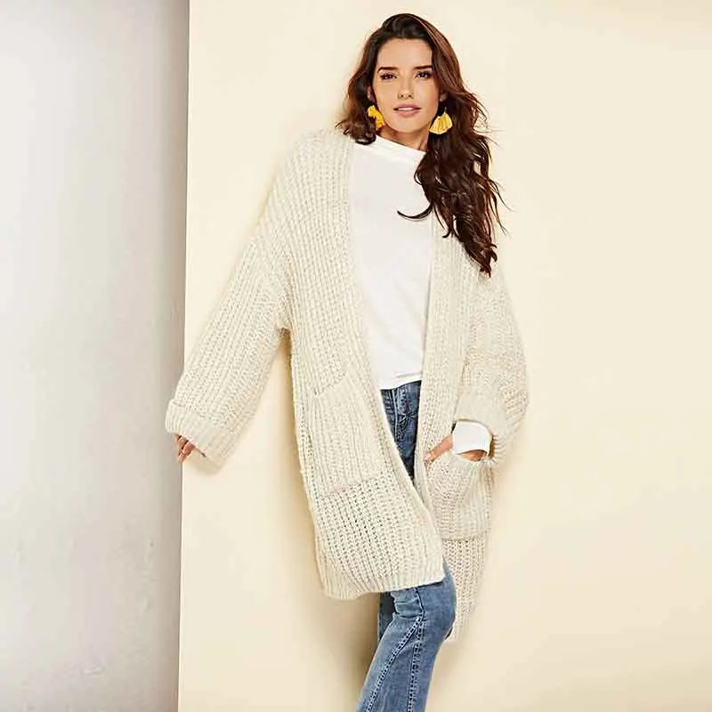 Для женщин осень мохер свитер Кардиган Solid Цвет Loose Fit Кардиган обертывания-MX8