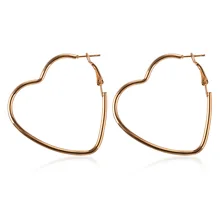 

GeYiOu New Hot Simple Heart earrings circle Hoop earring Trendy Fashion Hollow Big Earrings Creative For Women Jewelry Gift