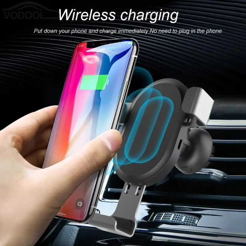 VODOOL Car Air Vent Center Console Phone Holder Suppror Wireless Charger Inductive Fast Charging Stand Bracket for Mobile Phone