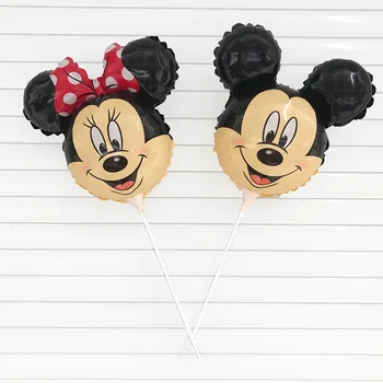 

Mickey balloon 66X37cm Mickey Minnie small Stick foill balloon baby shower girl boy birthday party decor kids toys globos