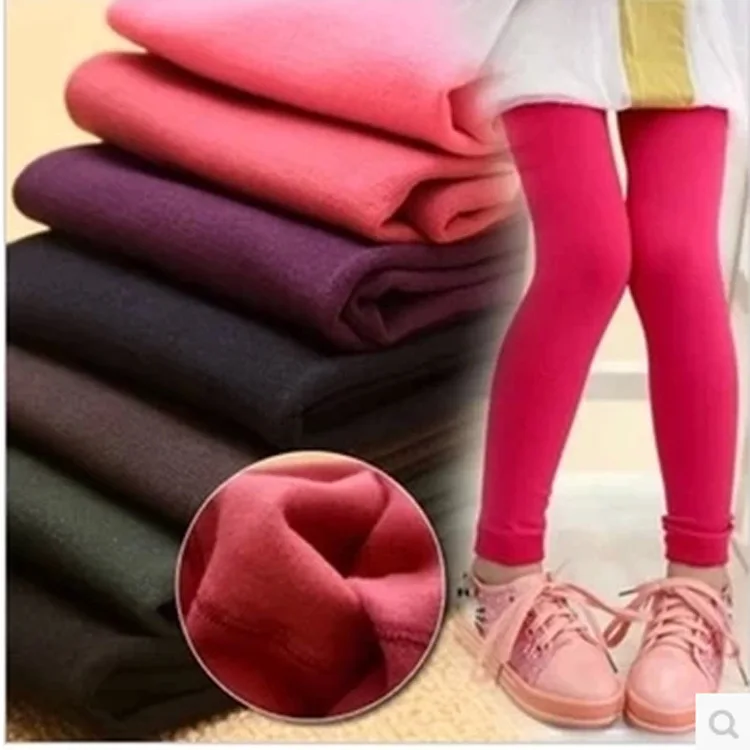 

2017 Autumn Winter Solid Baby Girl Legging Pants LKids Leggings Plus Velvet Fashion Children Pants Warm Girl Leggings for 2-10T