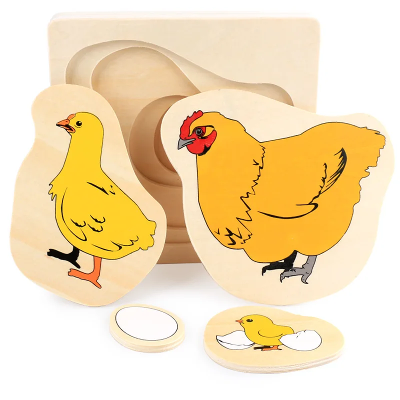 Montessori Toys Kids Early Educational Learning Wooden Toys for Children 3D Multilayer Sensorial Puzzle Wood Materials Gift