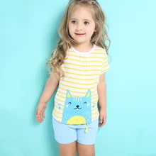 100% Coton D’été filles Enfants Vêtements Set Mignon À Manches Courtes t-shirt et Pantalon Court De Mode Bébé filles Vêtements Ensemble