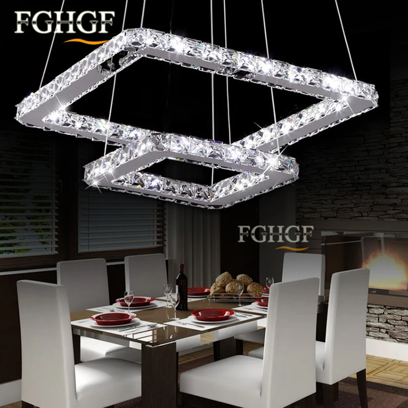 new design LED crystal chandeliers 5 squares lustres lamp dinning room living room chandelier LED light Lustres de cristal Fast Shipping (9)