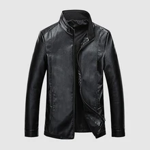 CARANFIER мужские кожаные куртки Повседневная Свободная верхняя одежда мотоциклетная байкерская куртка с воротником-стойкой на молнии пальто Casaco Masculino L~ 8XL