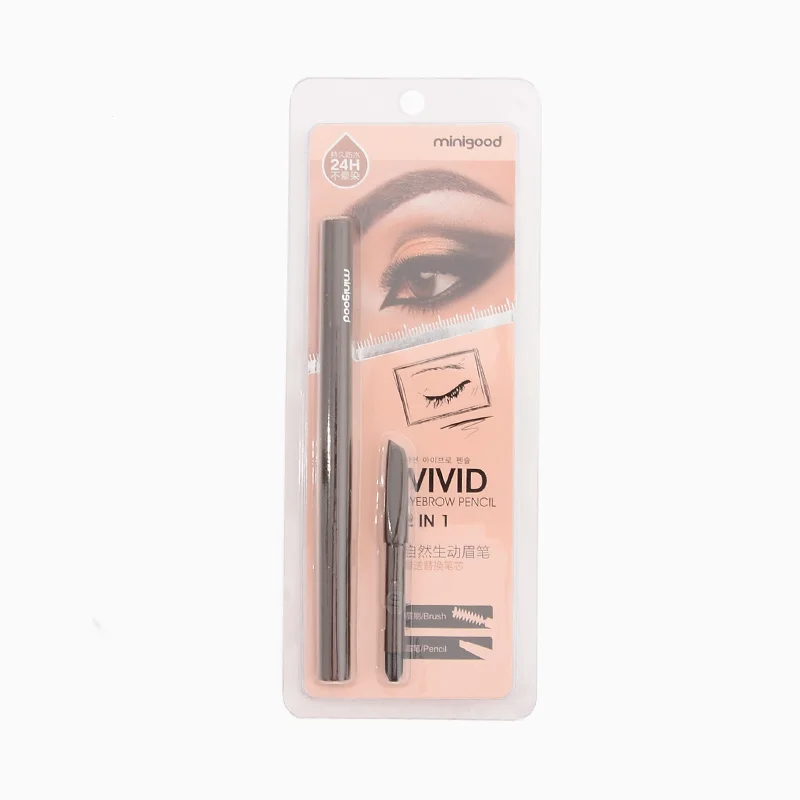 

MINIGOOD Natural Vivid Eyebrow Pencil Tip With Brush Long Lasting Waterproof Gray Color Cosmetic Makeup With Replacement Parts