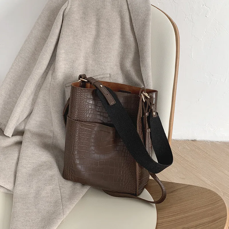 Vintage Dell'unità Borsa Borse Elaborazione Pz Modo Spalla Borsoni apricot Del Secchiello E Composito 2 Coccodrillo Borsette Cuoio Di Brown Delle Donne q0Prq57w