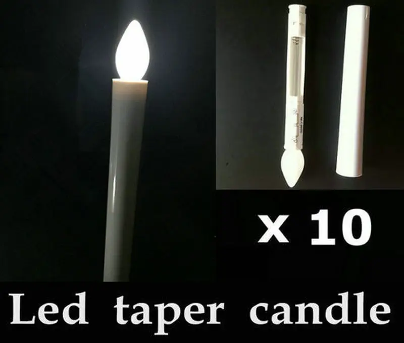 

10pcs Battery operated Flameless Led taper tea candle lights electric candlestick Christmas Church Wedding decor 17.5CM(H)-WHITE