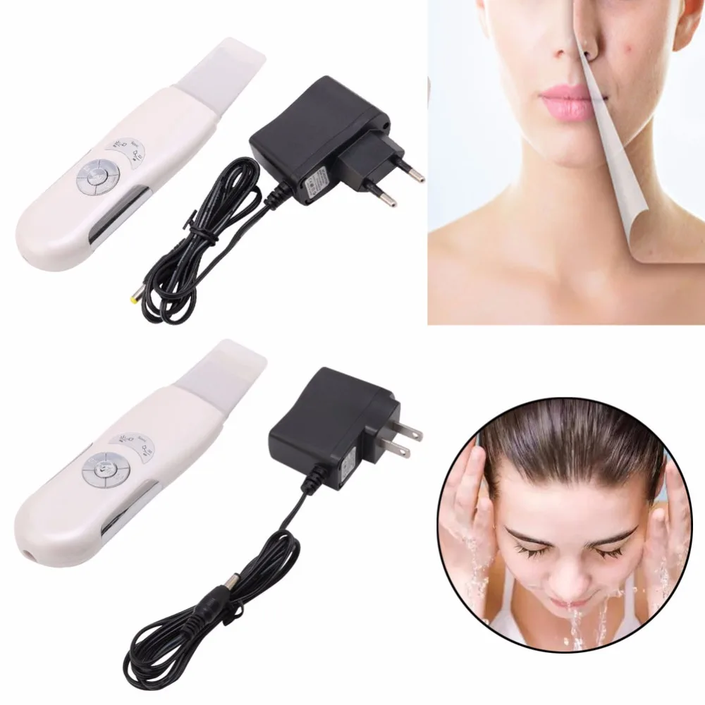 

OOTDTY EU/US Ultrasonic Face Skin Scrubber Peeling Exfoliator Pore Cleaner Skin Care Machine With Power Adapter New 2017