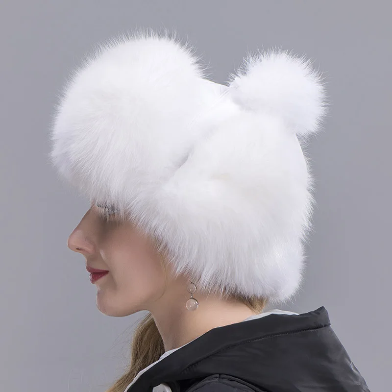 fox fur hat woman white 7