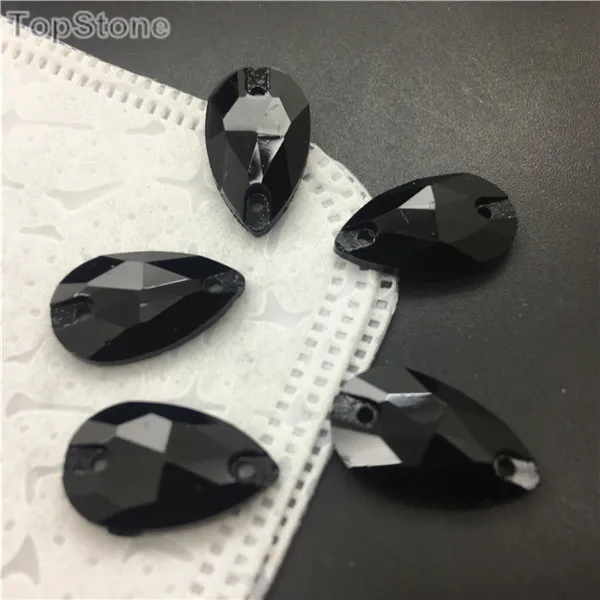 TopStone Jet черный цвет смешанные размеры формы смолы пришить стразы с плоской задней стороной акриловые камни стразы кристалл и камни для платья