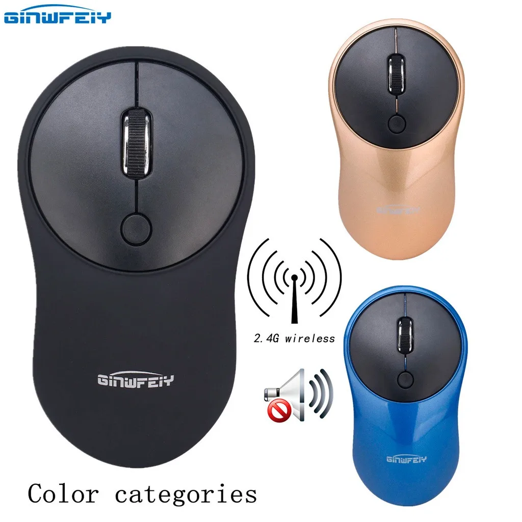 GINWFEIY W10 2,4 ГГц беззвучная мышка USB Беспроводная беззвучная мышь Эргономичный дизайн оптическая мышь для Windows ноутбук компьютер El raton# G20