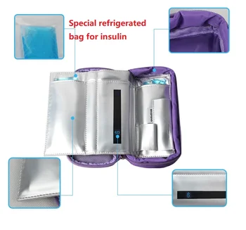 

Free Shipping Portable Insulin Coolbag with Temperature Display Ice Cooler Bags Travel Insulin Packs + 2pcs Ice Gel