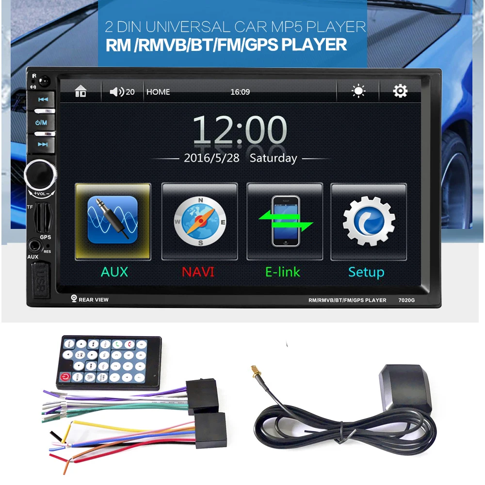 HEVXM " сенсорный экран 2 Din gps навигатор Автомобильный MP5 плеер Bluetooth Hands-free BT FM Mirrorlink стерео аудио плеер gps 7020G