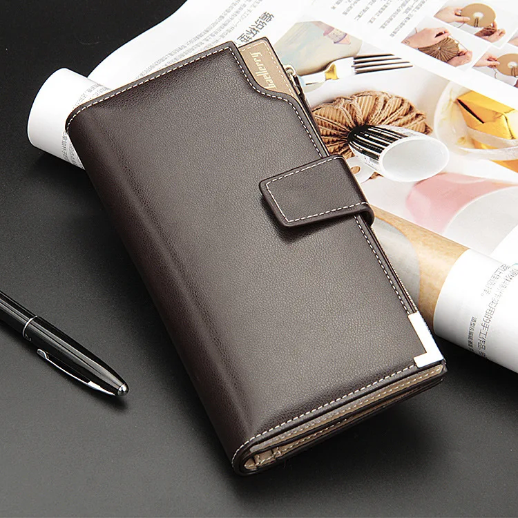 High quality Leather Long Wallets for Men Casual Clutch