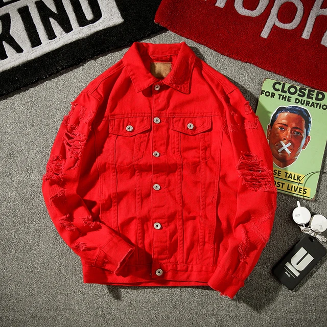 red supreme denim jacket