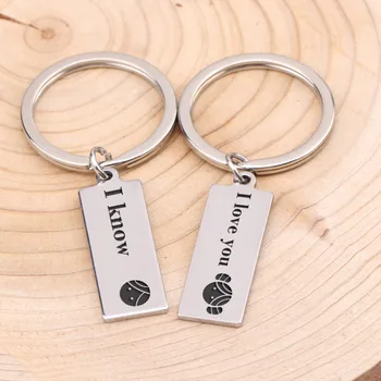 

I Love You I Know Hand Stamped Key Chain Key Chain Gift For Couple Boyfriend Girlfriend LOVE Souvenir 1 Pair Charm Key Pendant