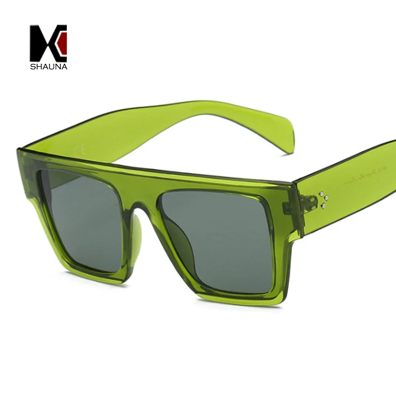 

SHAUNA Flat Top Oversize Square Sunglasses Women Brand Designer Nail Decoration Gradient Shades