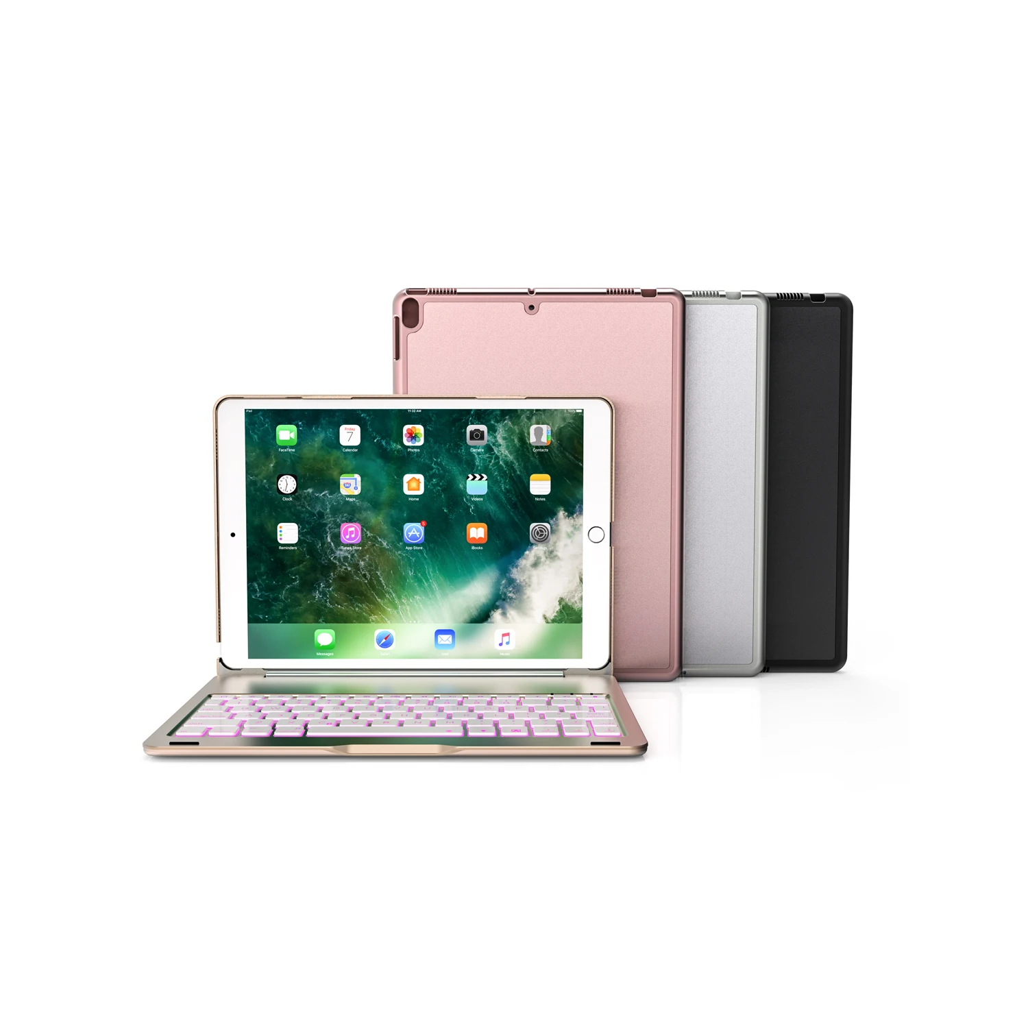 Высокое качество чехол для iPad Pro 10,5 7 цветов с подсветкой свет Беспроводная Bluetooth клавиатура чехол Cove Роскошная металлическая клавиатура