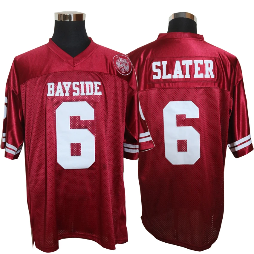 Дешевые майки для американского футбола AC Slater 6 Bayside Tigers средней школы Ретро