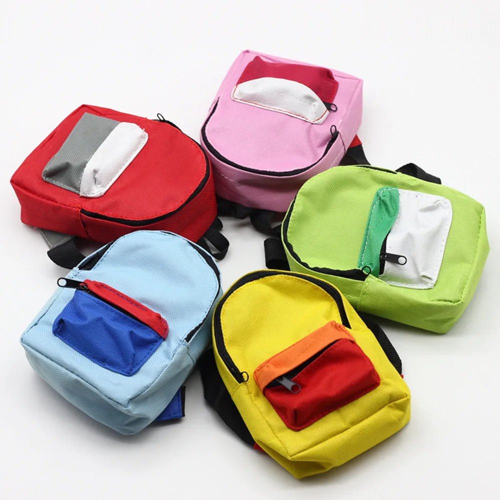 

Bag Accessories Handmade Doll Backpack Bag For 18 inch American Doll Generation Cute Kids Gifts 5 Colors Doll Mini Backpack