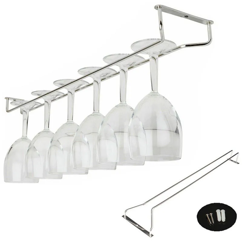 Useful 27/35/55cm Silver Stainless Steel Wine Rack Glass Holder Hanging Bar Hanger Shelf For Home Bar